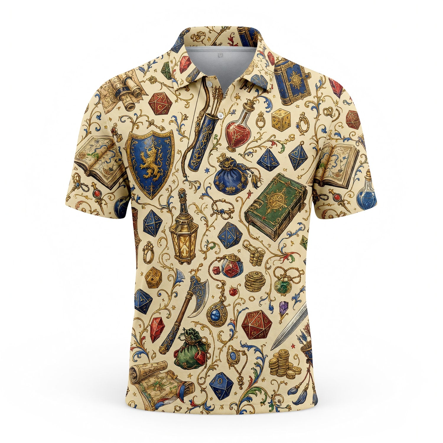 Fantasy Dungeon Dice AOP T-Shirt - Fantasy RPG Tabletop Gaming Apparel