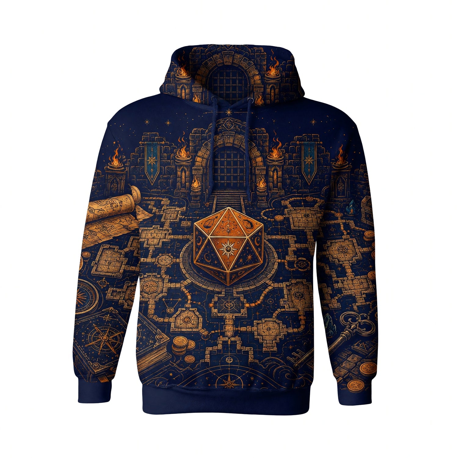 Fantasy Dungeon D20 AOP T-Shirt - Fantasy RPG Dungeon Map