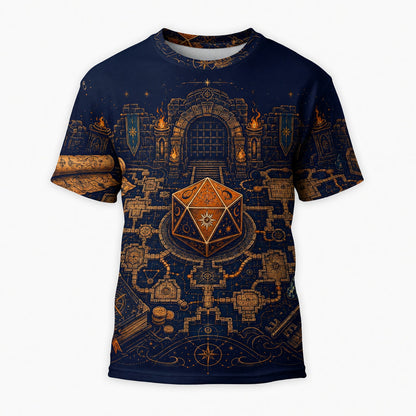 Fantasy Dungeon D20 AOP T-Shirt - Fantasy RPG Dungeon Map