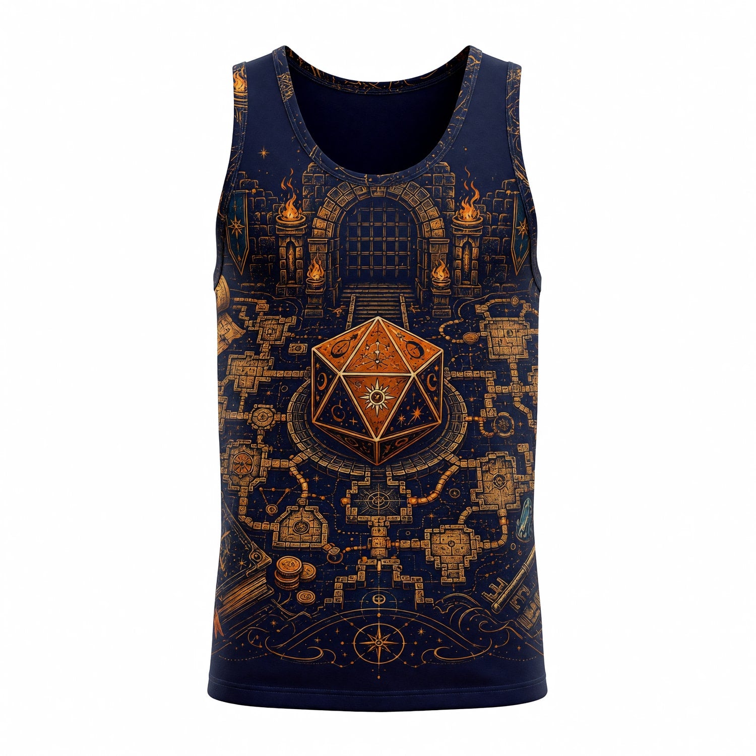 Fantasy Dungeon D20 AOP T-Shirt - Fantasy RPG Dungeon Map
