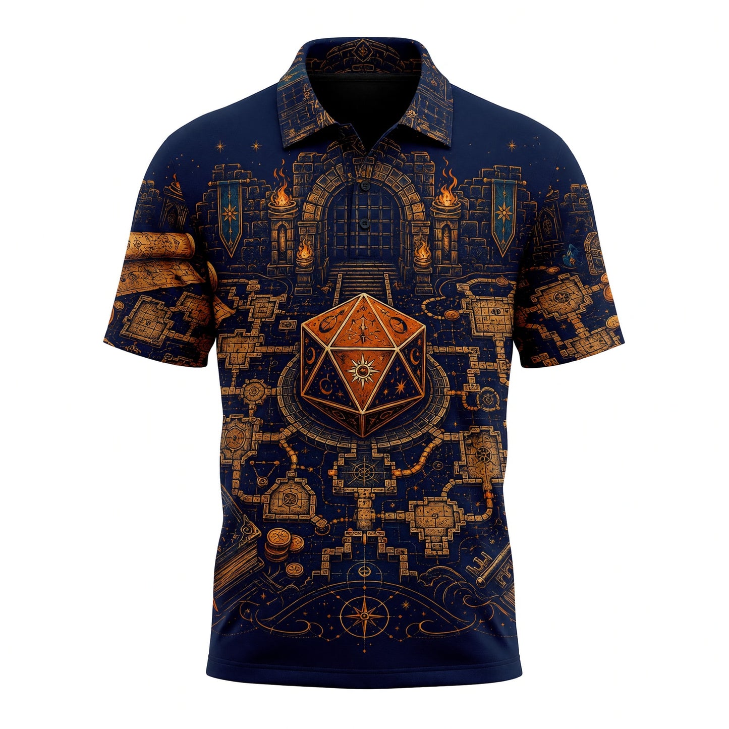Fantasy Dungeon D20 AOP T-Shirt - Fantasy RPG Dungeon Map