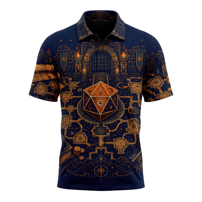 Fantasy Dungeon D20 AOP T-Shirt - Fantasy RPG Dungeon Map