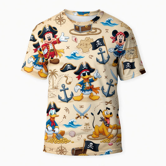 Mouse Pirate AOP T-Shirt - Cartoon Adventure Streetwear