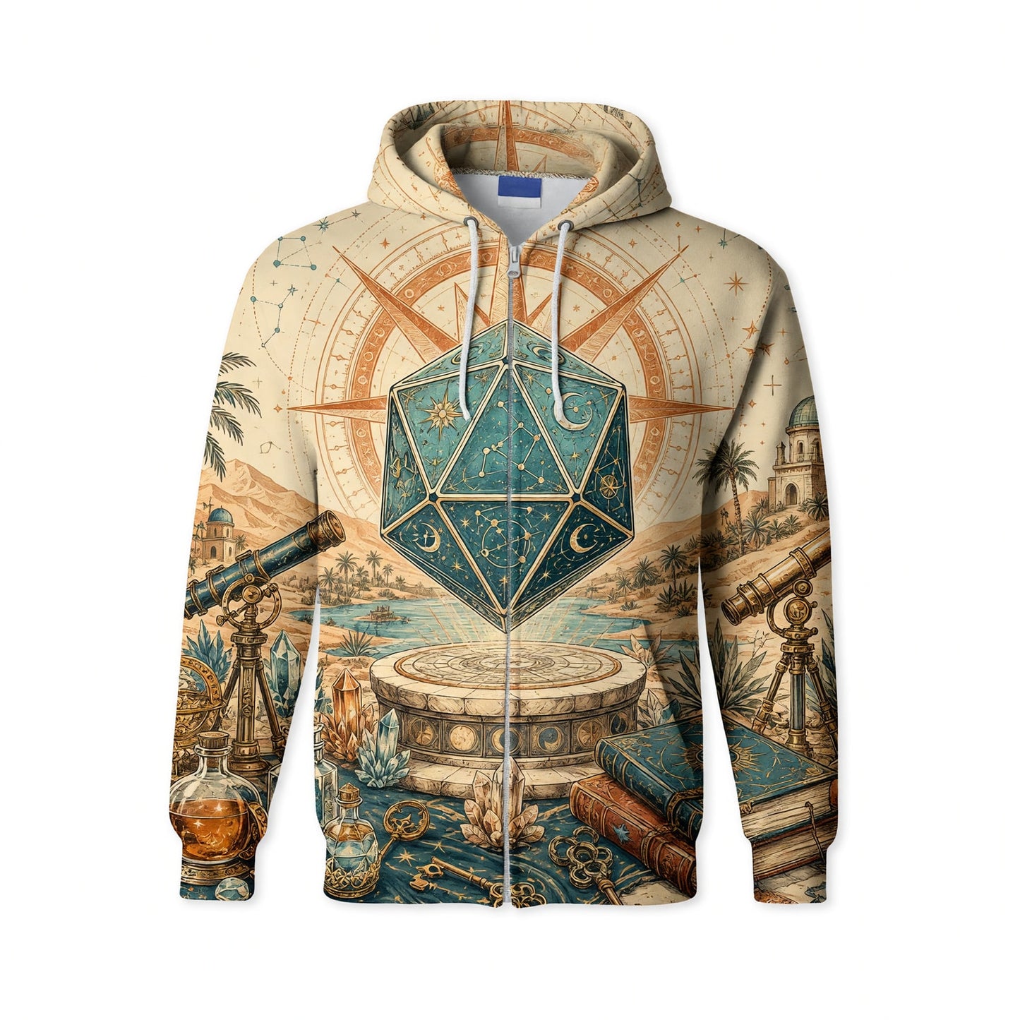 Celestial D20 Dice AOP T-Shirt - Fantasy Astrology Streetwear