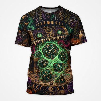 Fantasy Dungeon Mimic Dice AOP T-Shirt - Fantasy RPG Streetwear