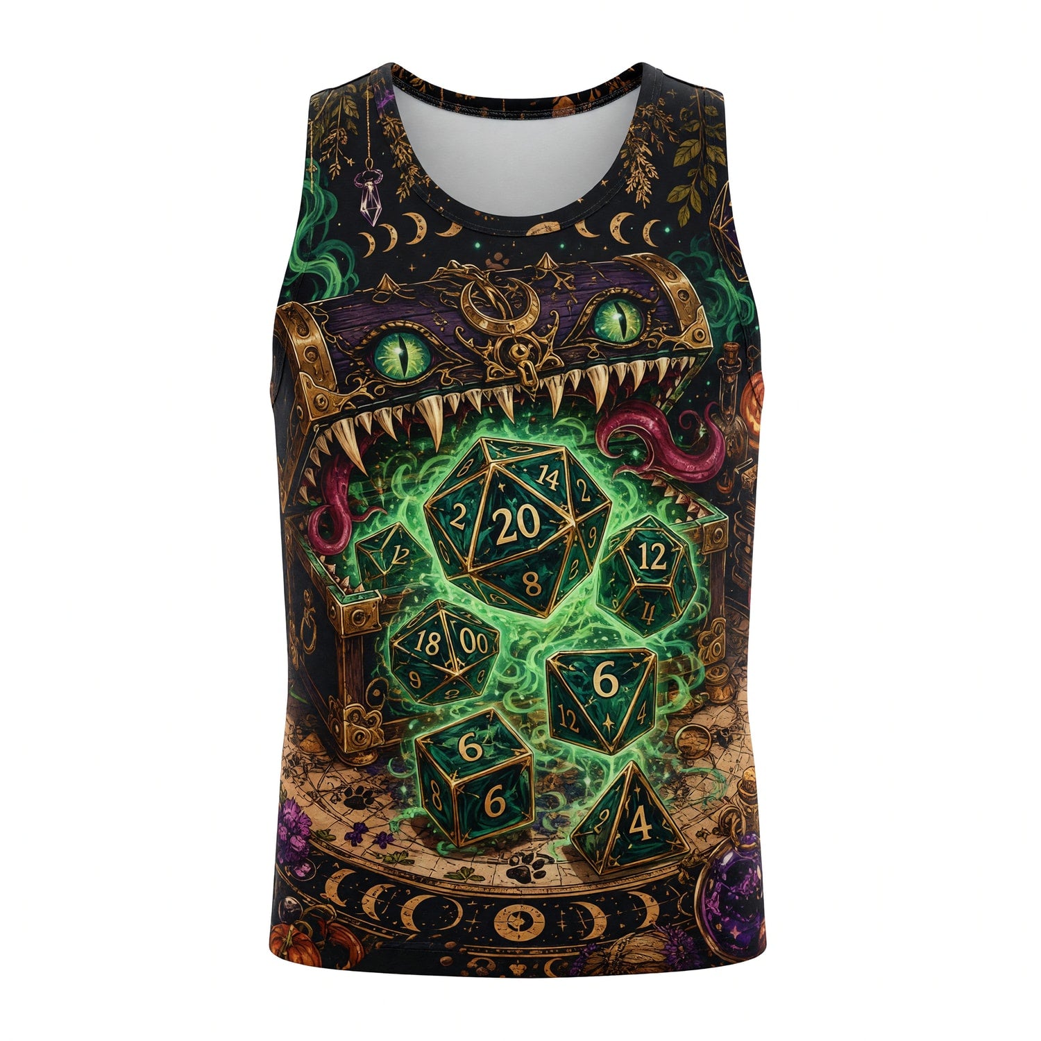 Fantasy Dungeon Mimic Dice AOP T-Shirt - Fantasy RPG Streetwear
