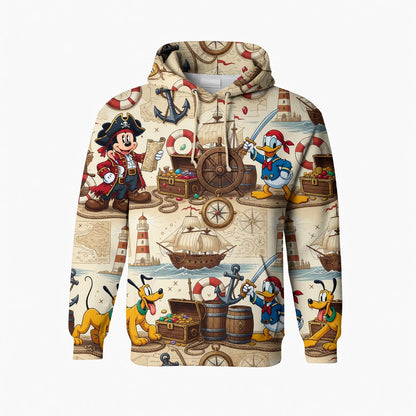 Pirates AOP T-Shirt - Mouse Duck Pup Nautical Pattern
