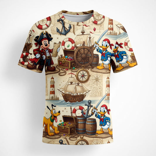 Pirates AOP T-Shirt - Mouse Duck Pup Nautical Pattern