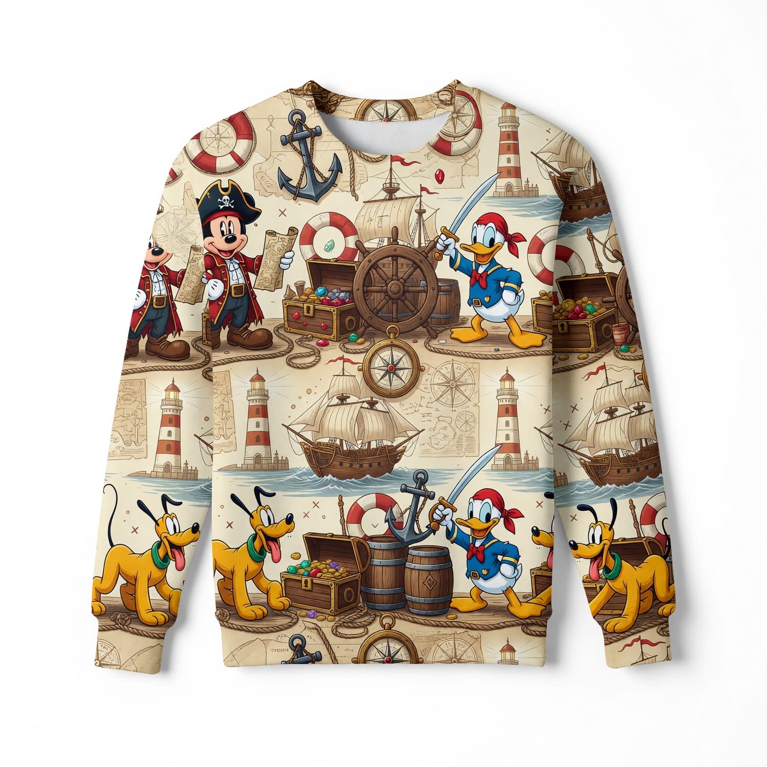 Pirates AOP T-Shirt - Mouse Duck Pup Nautical Pattern