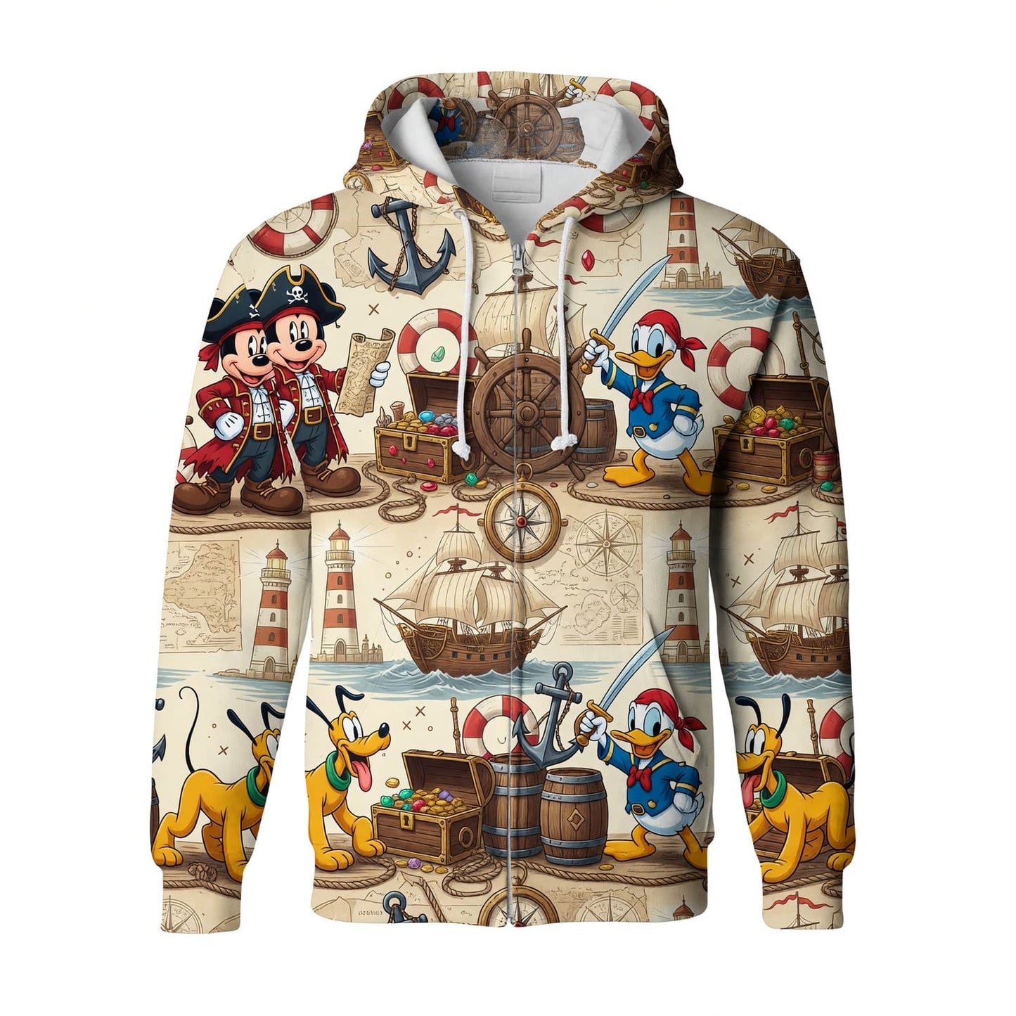 Pirates AOP T-Shirt - Mouse Duck Pup Nautical Pattern