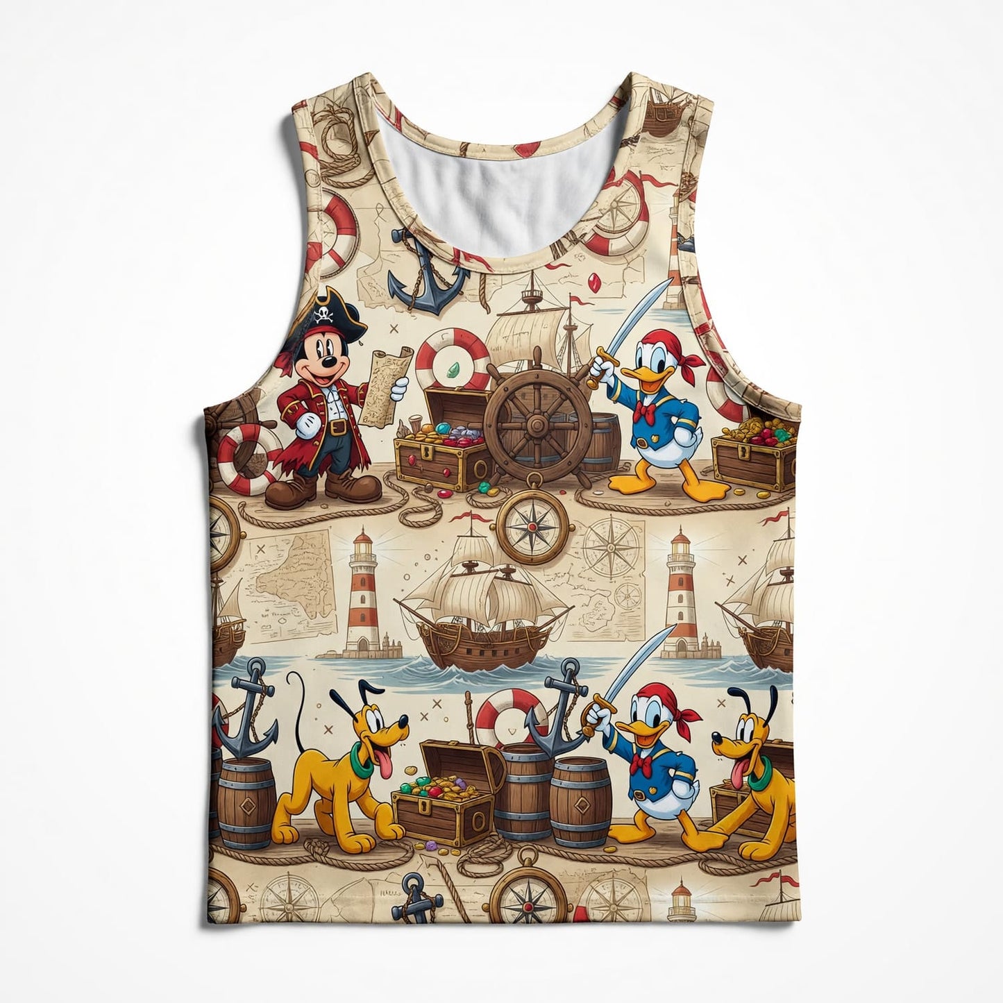 Pirates AOP T-Shirt - Mouse Duck Pup Nautical Pattern