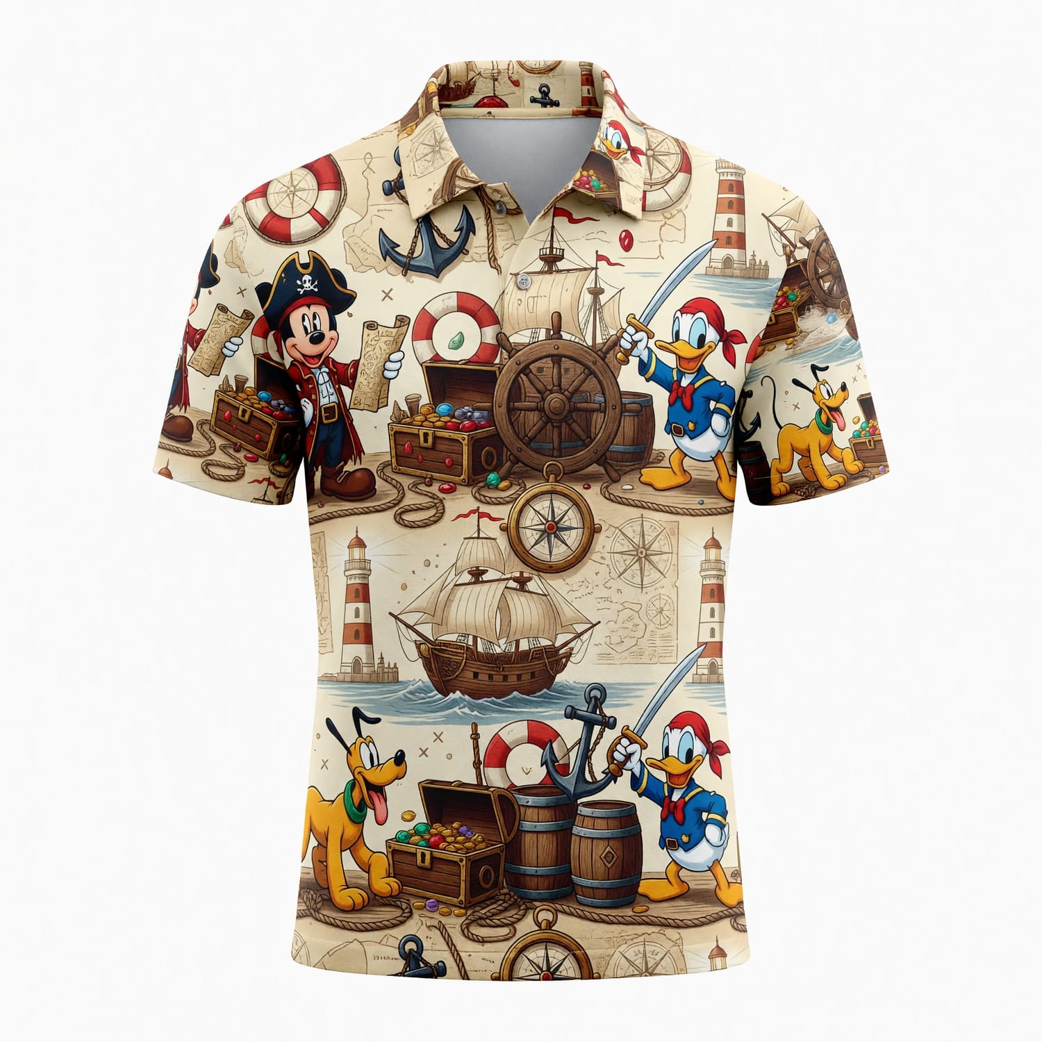 Pirates AOP T-Shirt - Mouse Duck Pup Nautical Pattern