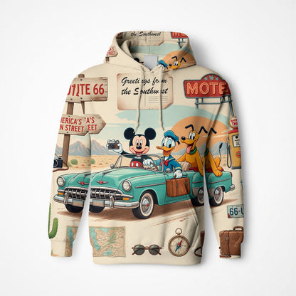 Route 66 Road Trip AOP T-Shirt - Mouse Duck Pup Southwest
