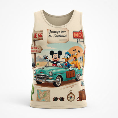 Route 66 Road Trip AOP T-Shirt - Mouse Duck Pup Southwest
