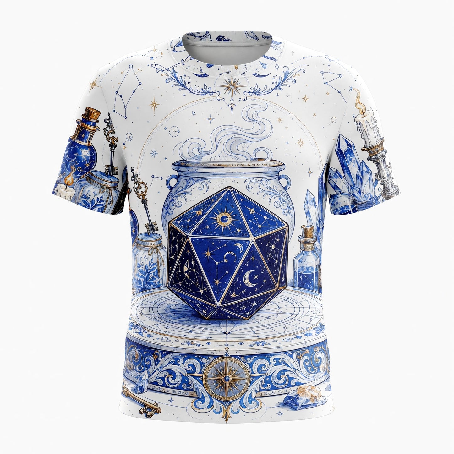 Celestial D20 Dice T-Shirt - Mystic Astrology Fantasy Apparel