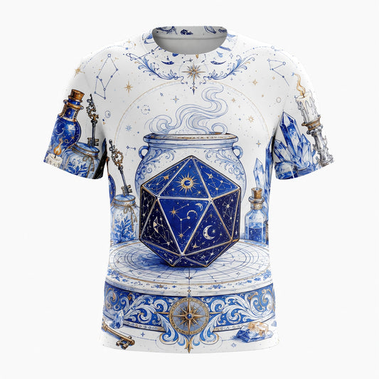 Celestial D20 Dice T-Shirt - Mystic Astrology Fantasy Apparel