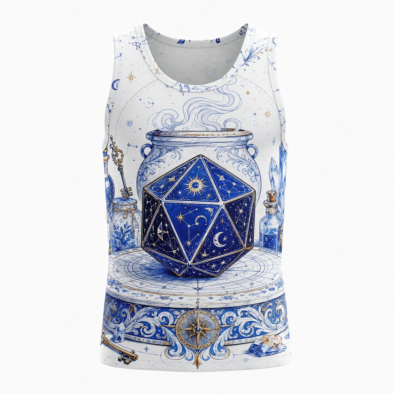 Celestial D20 Dice T-Shirt - Mystic Astrology Fantasy Apparel