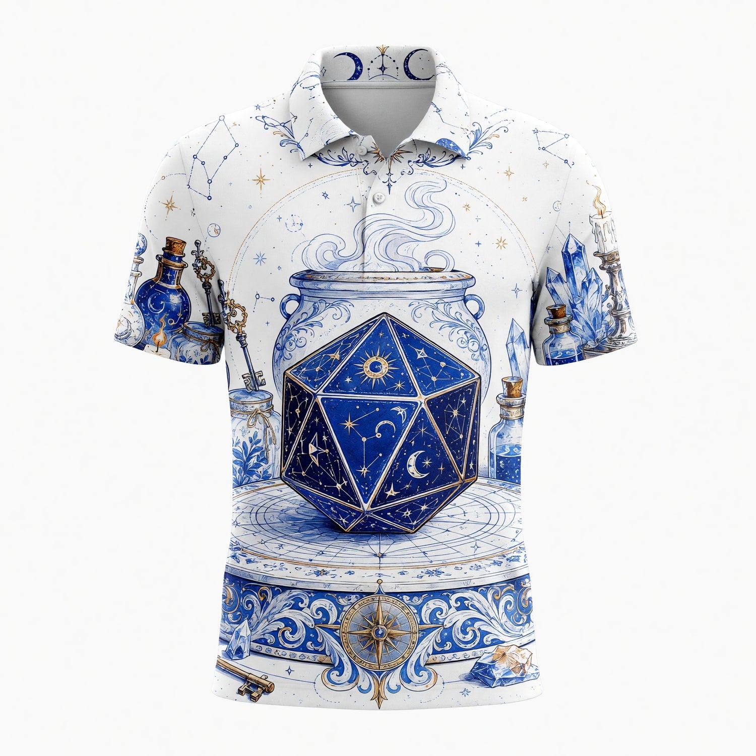 Celestial D20 Dice T-Shirt - Mystic Astrology Fantasy Apparel