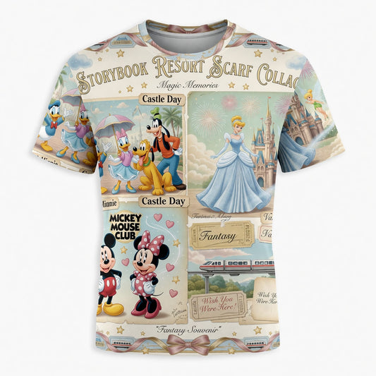 Mouse Vacation AOP T-Shirt - Storybook Resort Collage