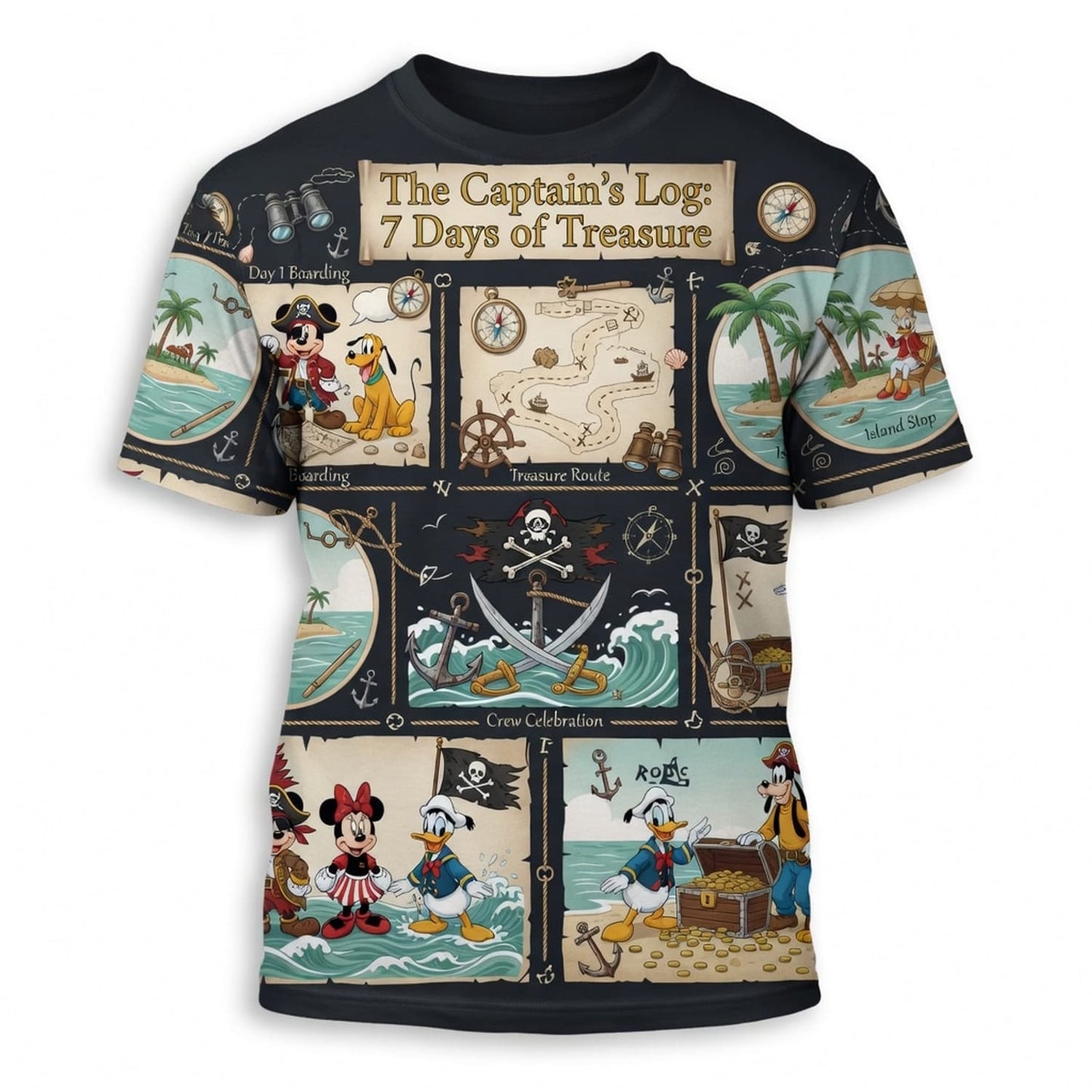 Pirate Crew AOP T-Shirt - Vintage Mouse Treasure Map