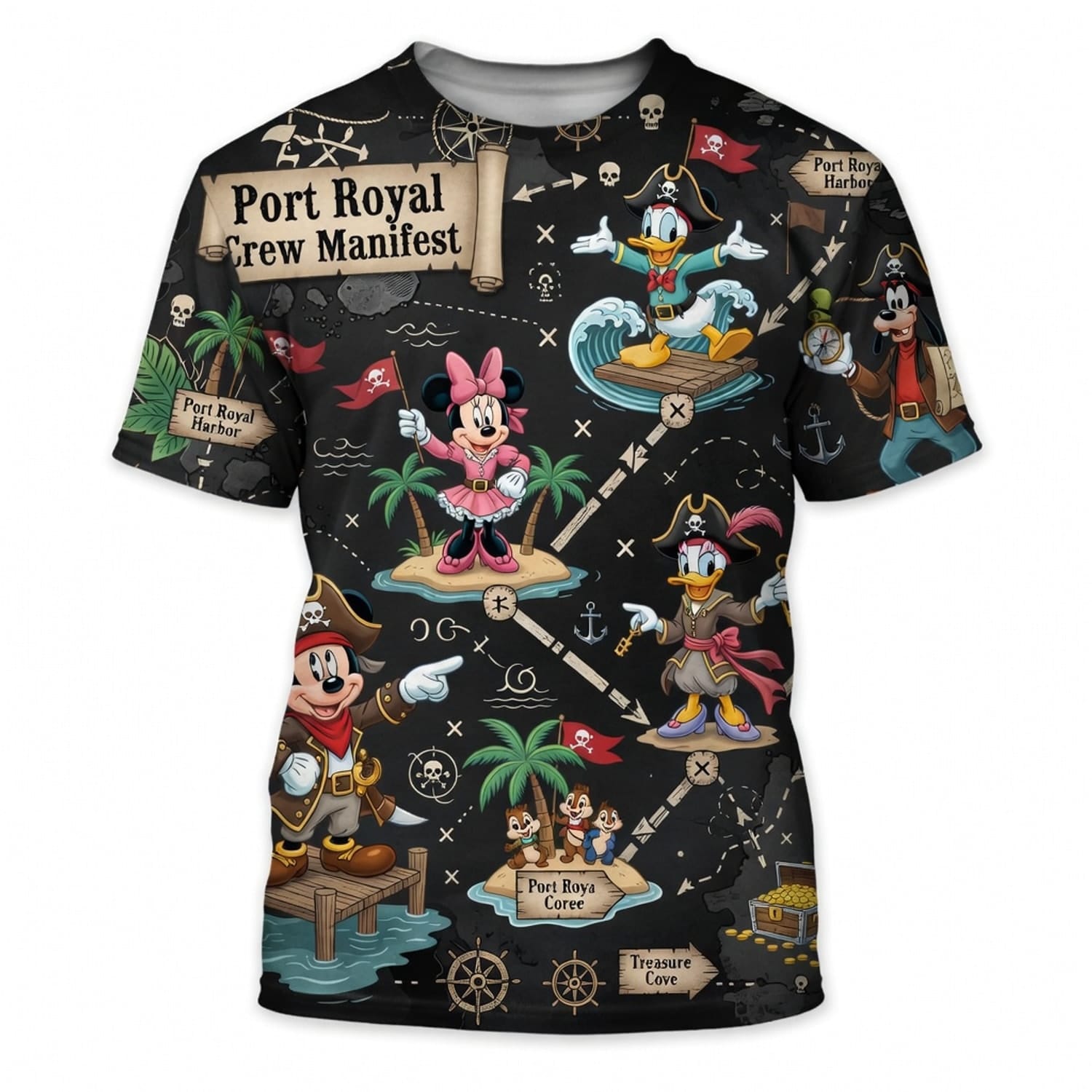 Port Royal Pirate Crew AOP T-Shirt - Mouse Map Design