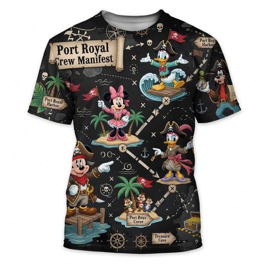 Port Royal Pirate Crew AOP T-Shirt - Mouse Map Design
