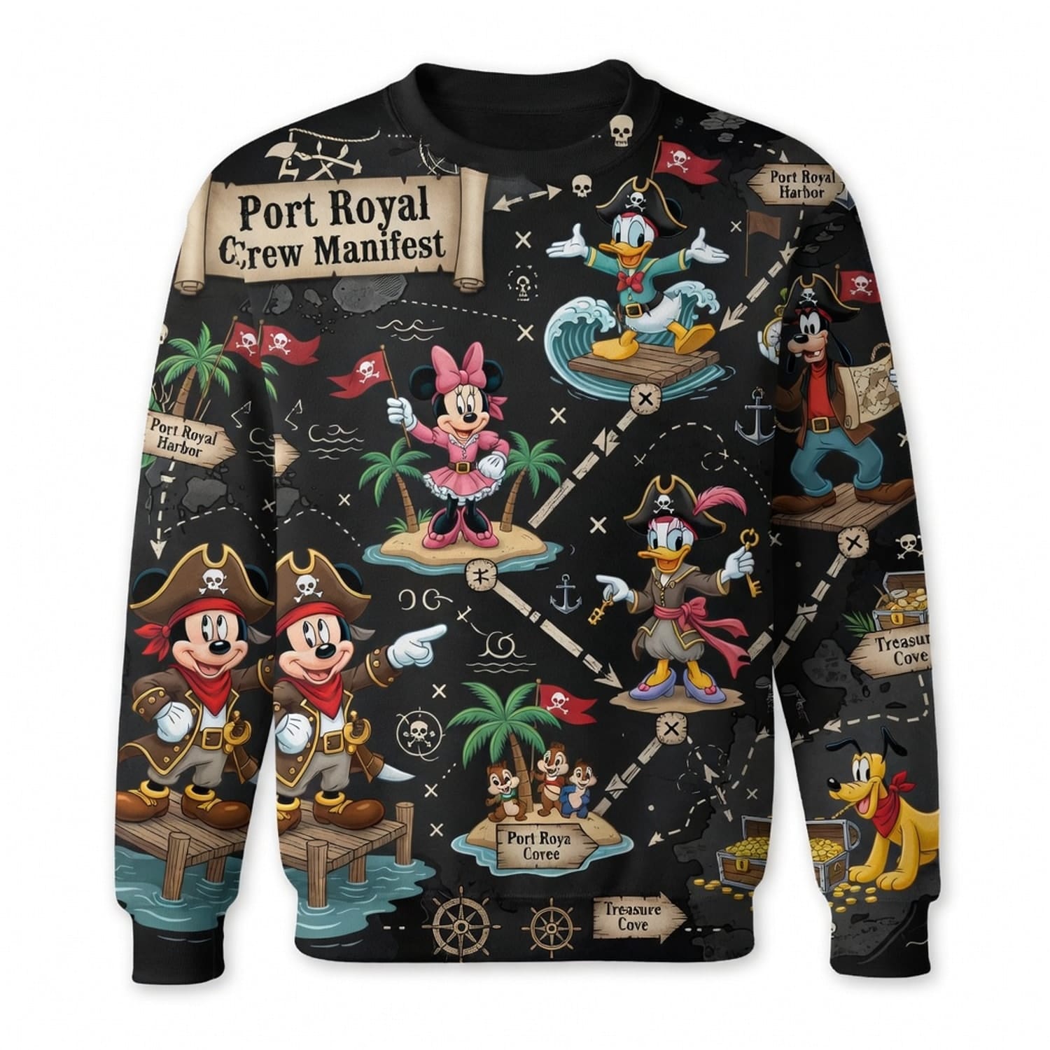 Port Royal Pirate Crew AOP T-Shirt - Mouse Map Design