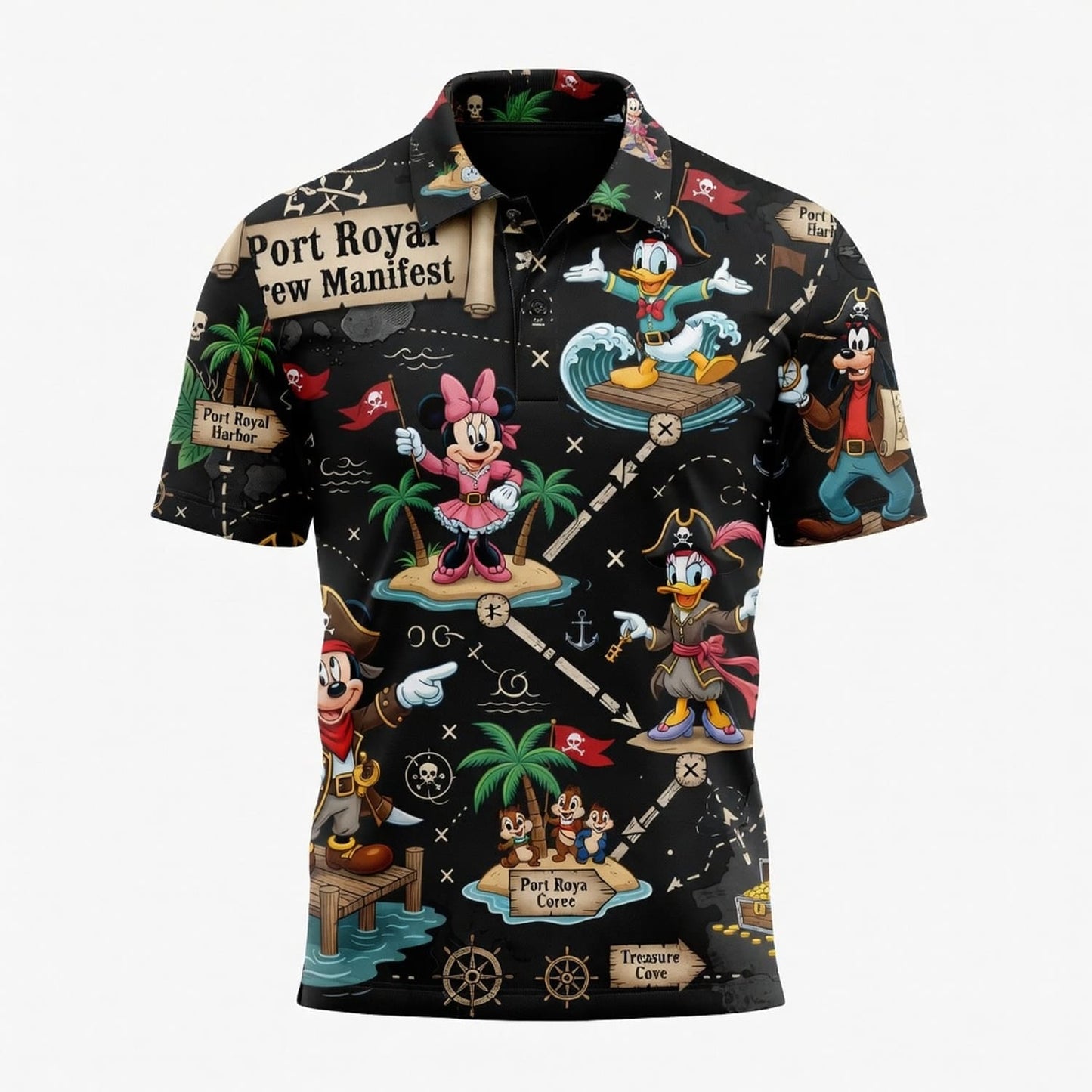 Port Royal Pirate Crew AOP T-Shirt - Mouse Map Design