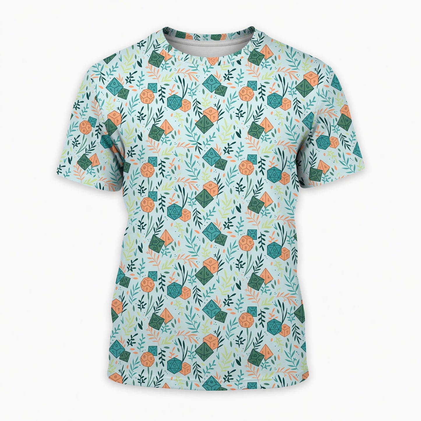 Dice Floral AOP T-Shirt - Botanical Tabletop RPG Pattern