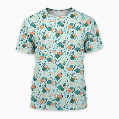 Dice Floral AOP T-Shirt - Botanical Tabletop RPG Pattern