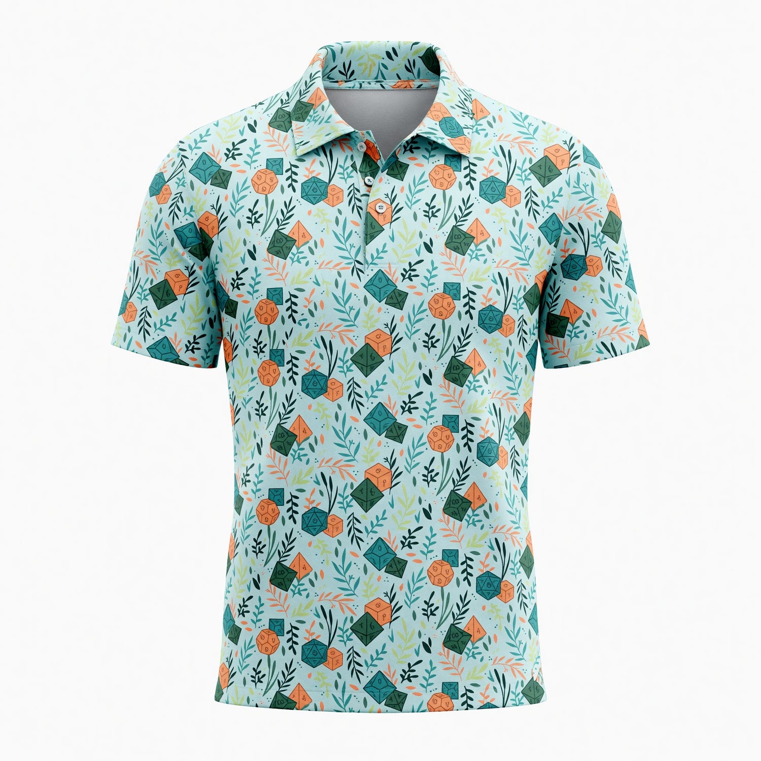 Dice Floral AOP T-Shirt - Botanical Tabletop RPG Pattern