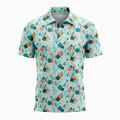 Dice Floral AOP T-Shirt - Botanical Tabletop RPG Pattern