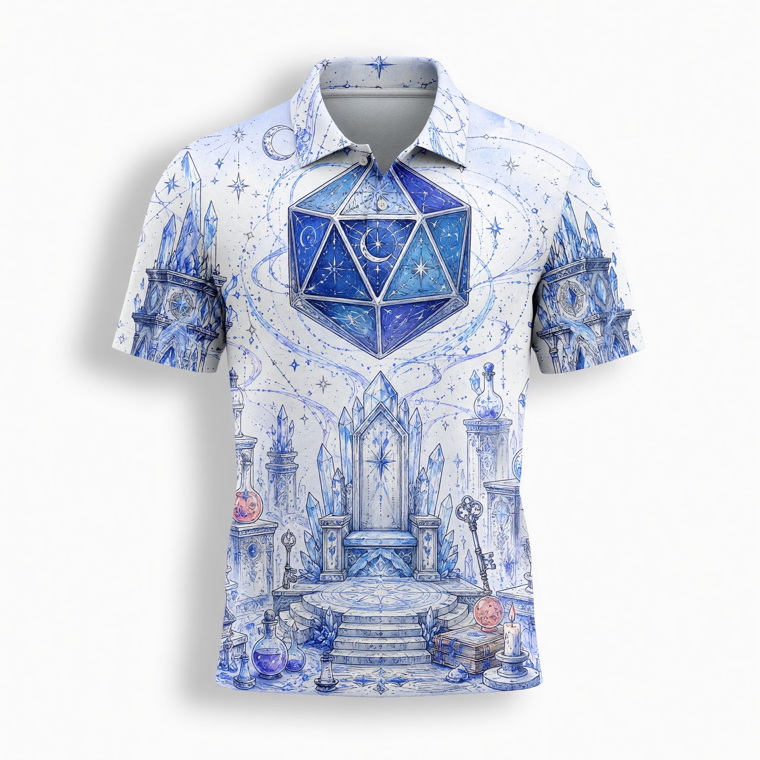 Celestial D20 AOP T-Shirt - Fantasy Dice Throne Art