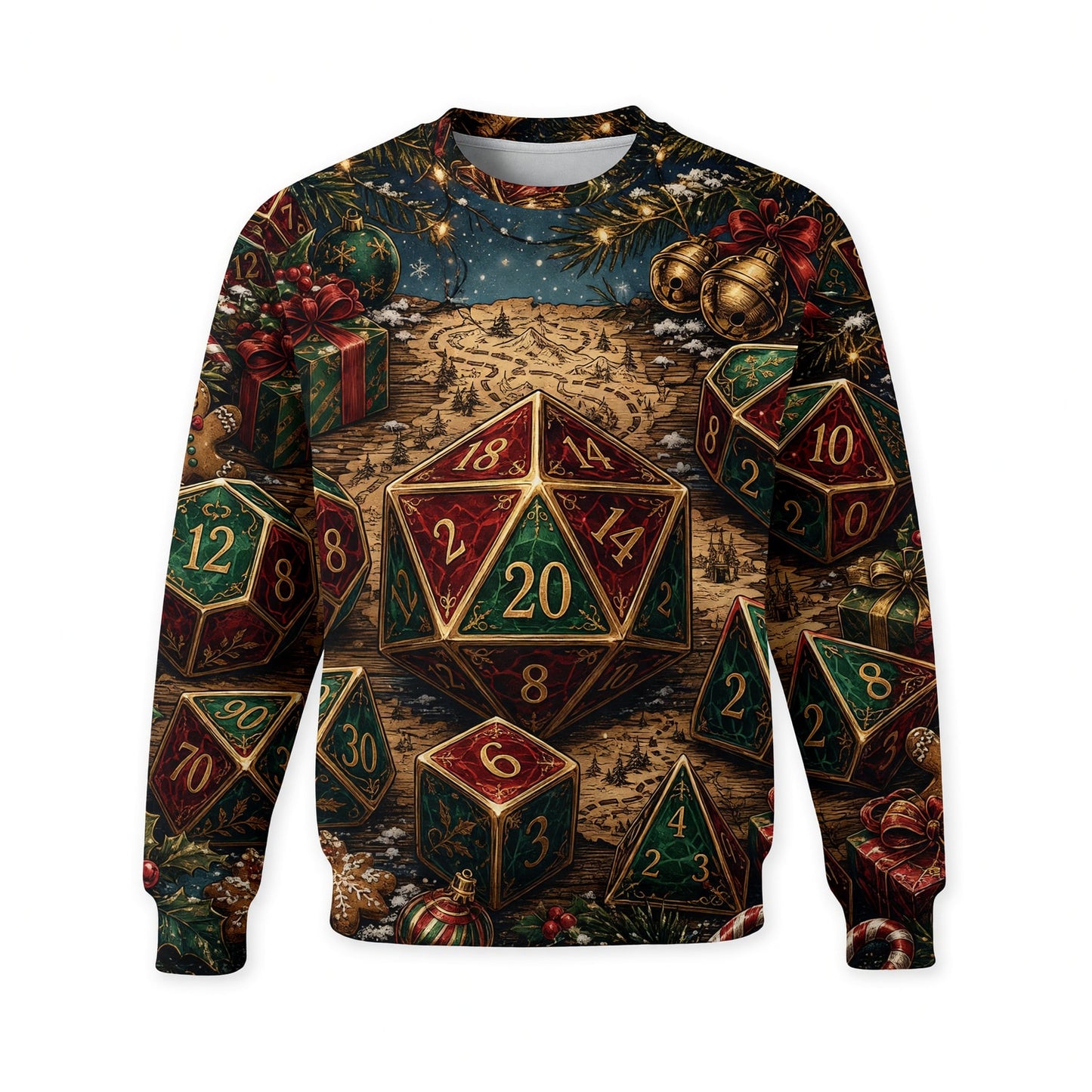 Christmas Dice AOP T-Shirt - Fantasy Holiday RPG Apparel