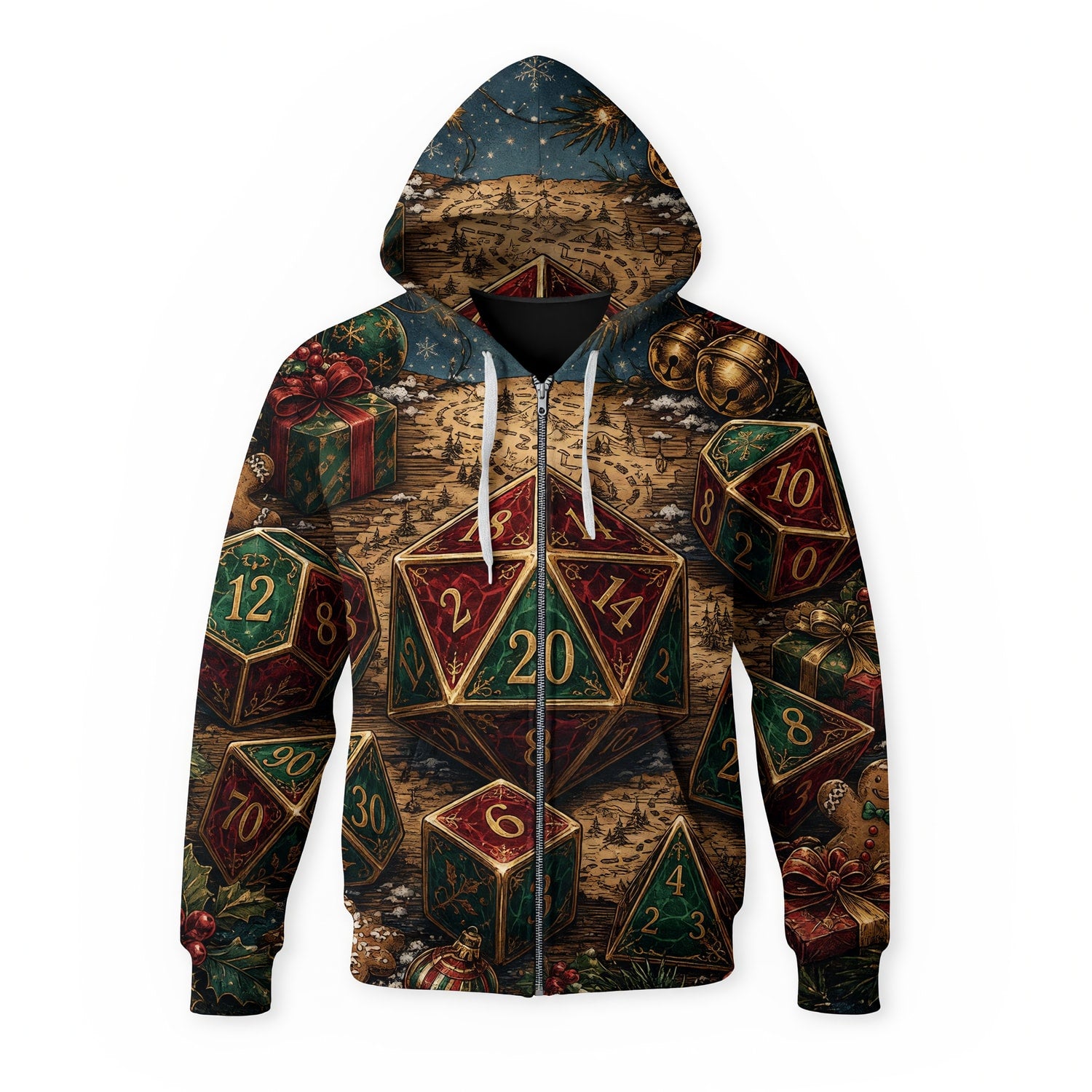 Christmas Dice AOP T-Shirt - Fantasy Holiday RPG Apparel