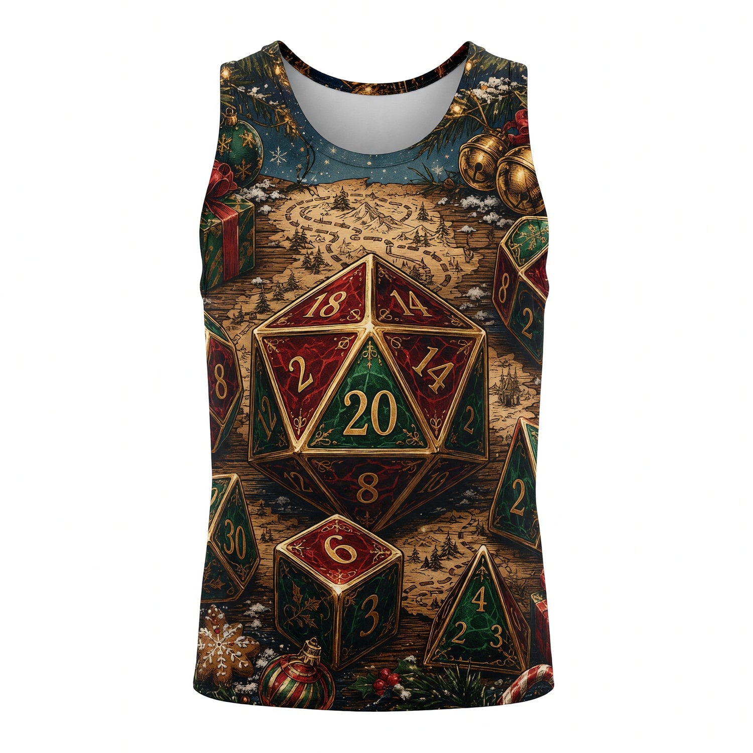 Christmas Dice AOP T-Shirt - Fantasy Holiday RPG Apparel
