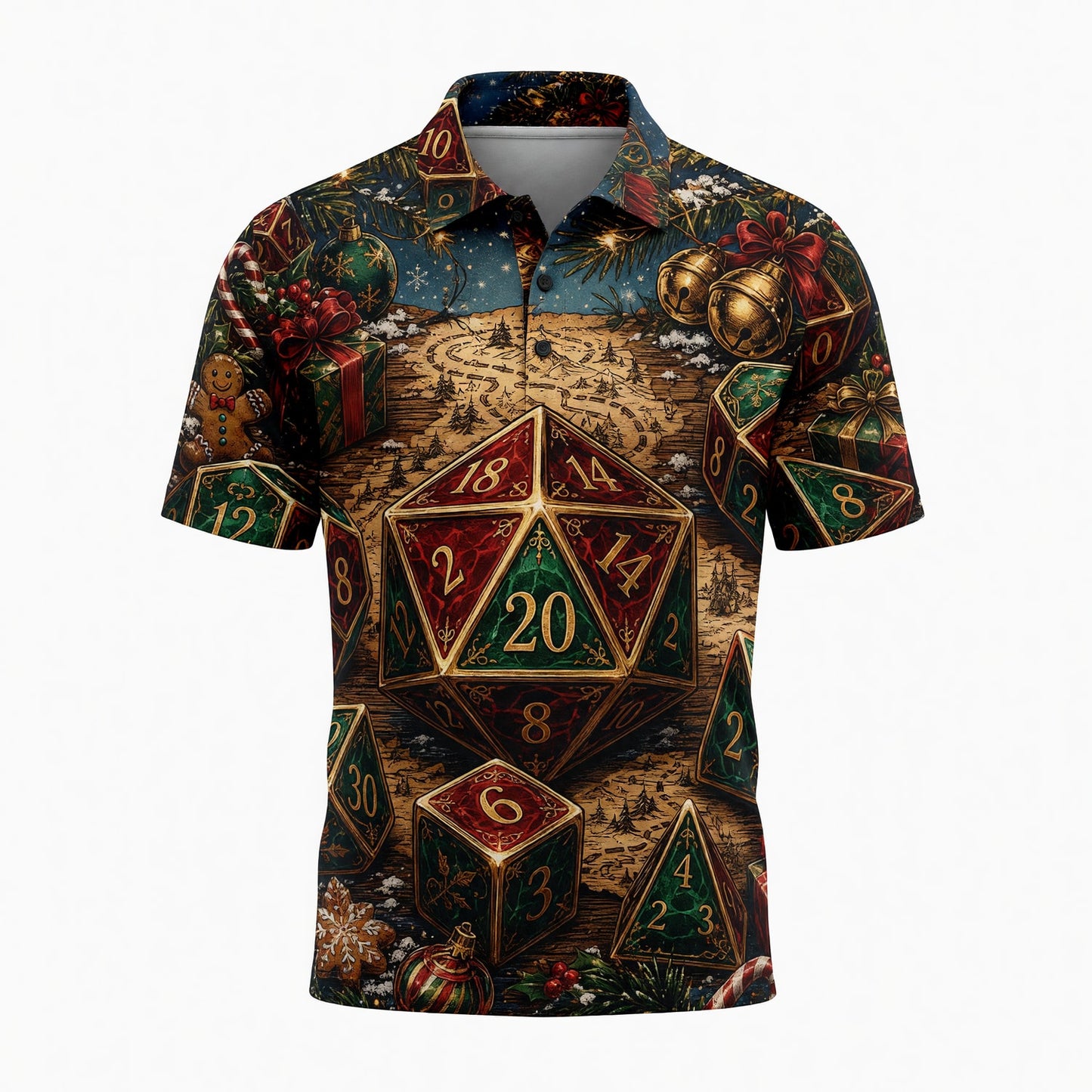 Christmas Dice AOP T-Shirt - Fantasy Holiday RPG Apparel
