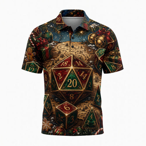 Christmas Dice AOP T-Shirt - Fantasy Holiday RPG Apparel