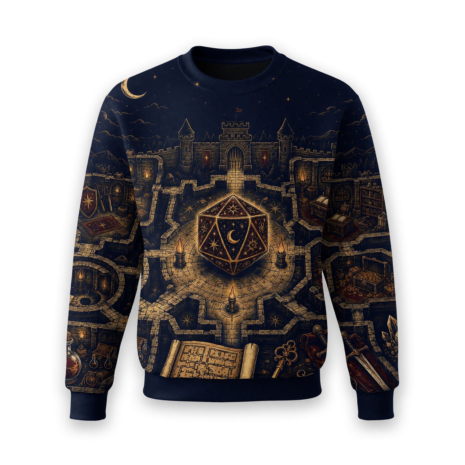 D20 Fantasy Castle AOP T-Shirt - RPG Tabletop Gaming Apparel