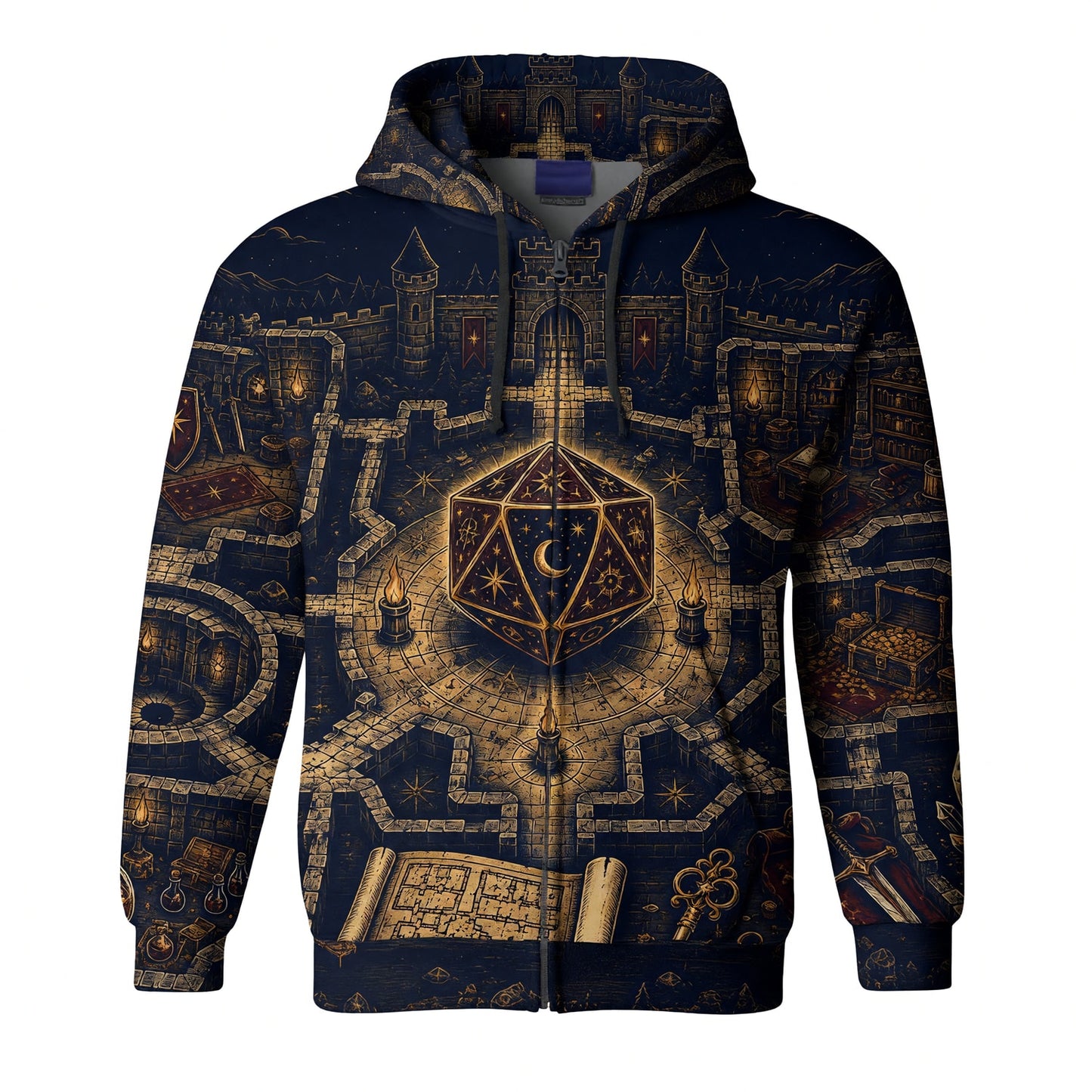 D20 Fantasy Castle AOP T-Shirt - RPG Tabletop Gaming Apparel