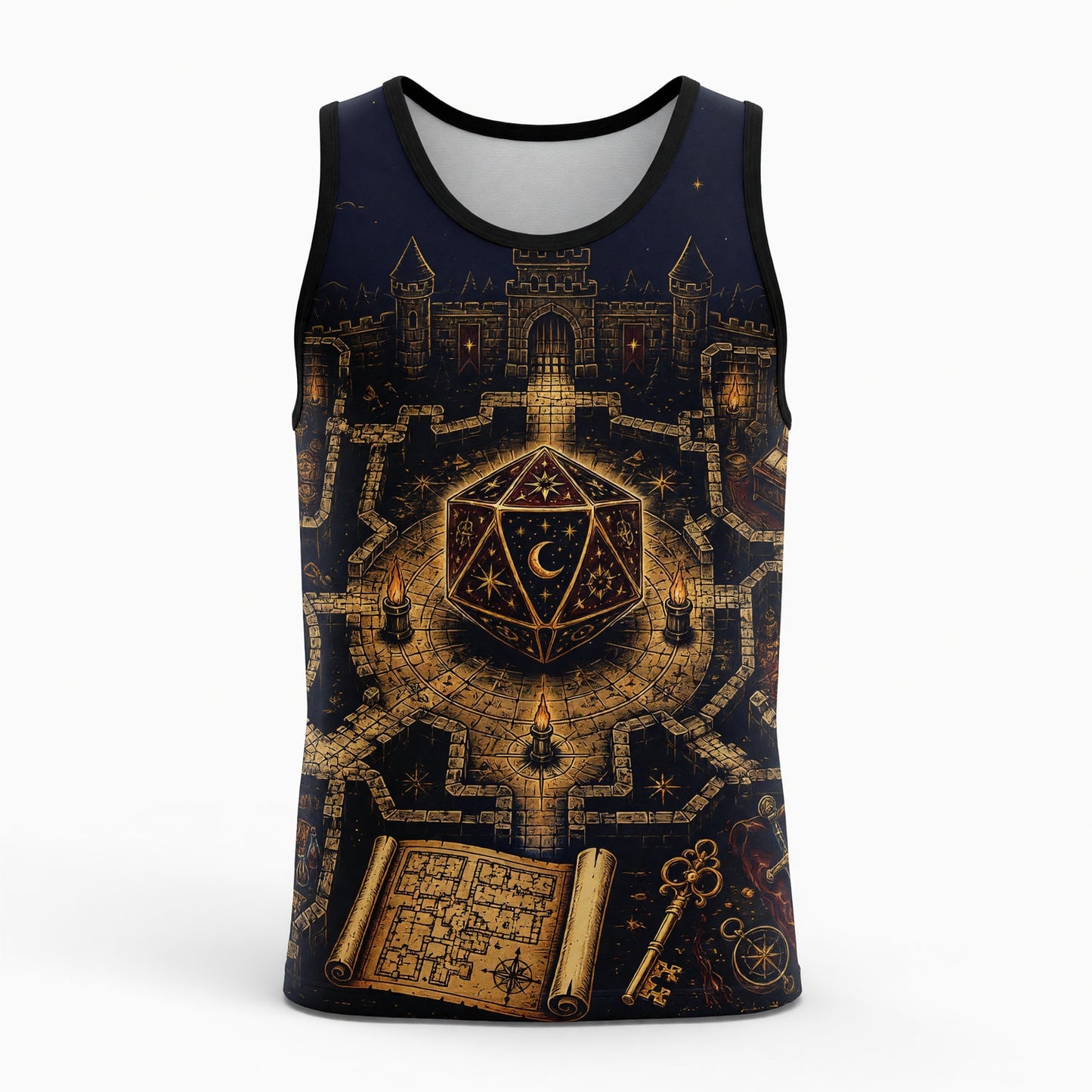 D20 Fantasy Castle AOP T-Shirt - RPG Tabletop Gaming Apparel