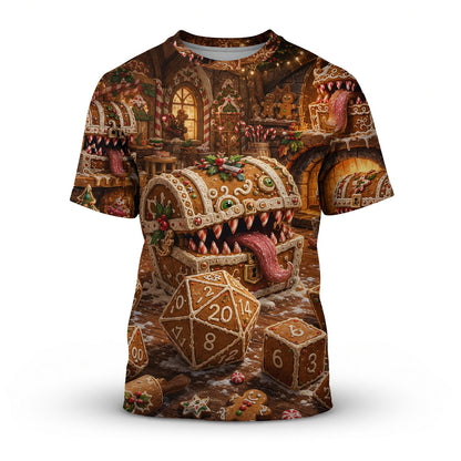 Gingerbread Mimic Christmas T-Shirt - RPG Holiday Streetwear