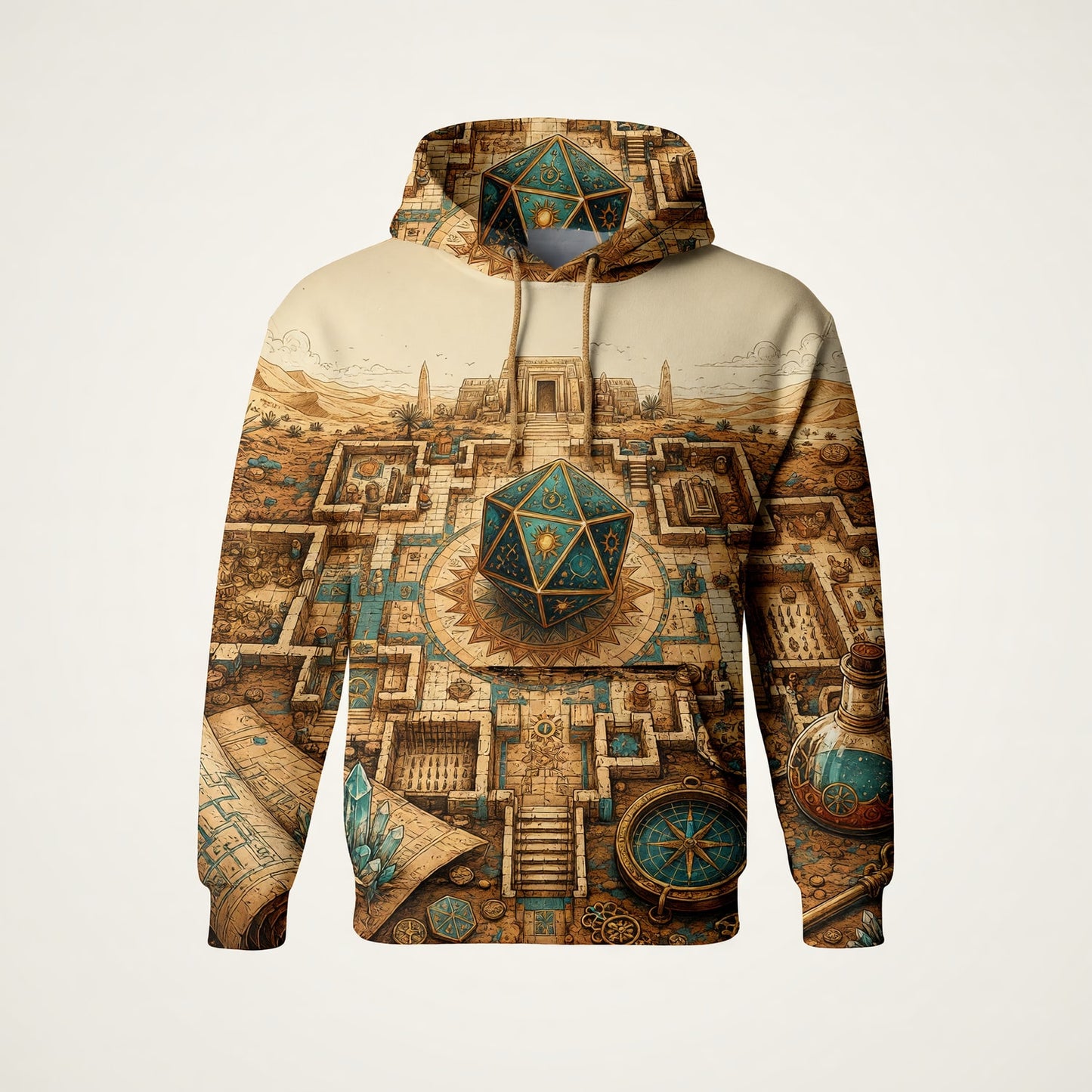Egyptian D20 Dungeon AOP Apparel - Fantasy RPG Adventure Shirt