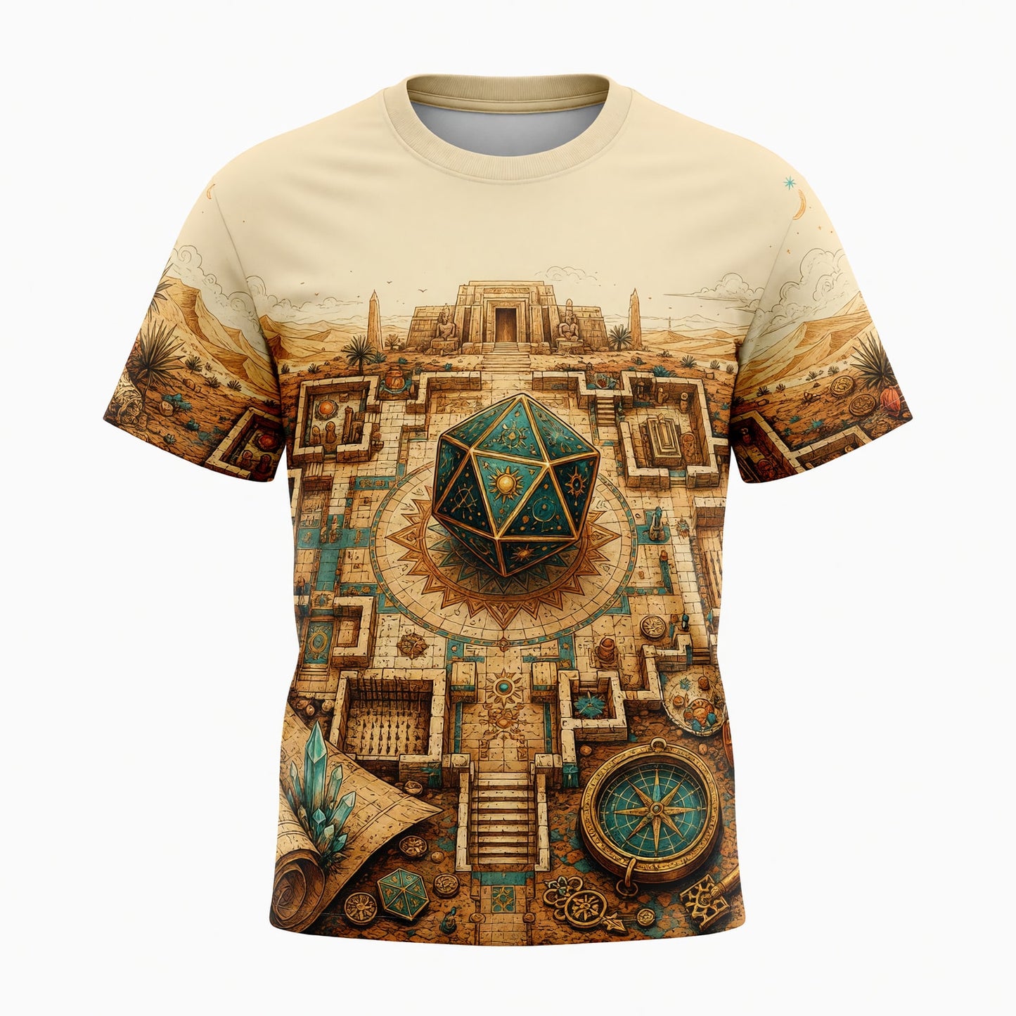 Egyptian D20 Dungeon AOP Apparel - Fantasy RPG Adventure Shirt