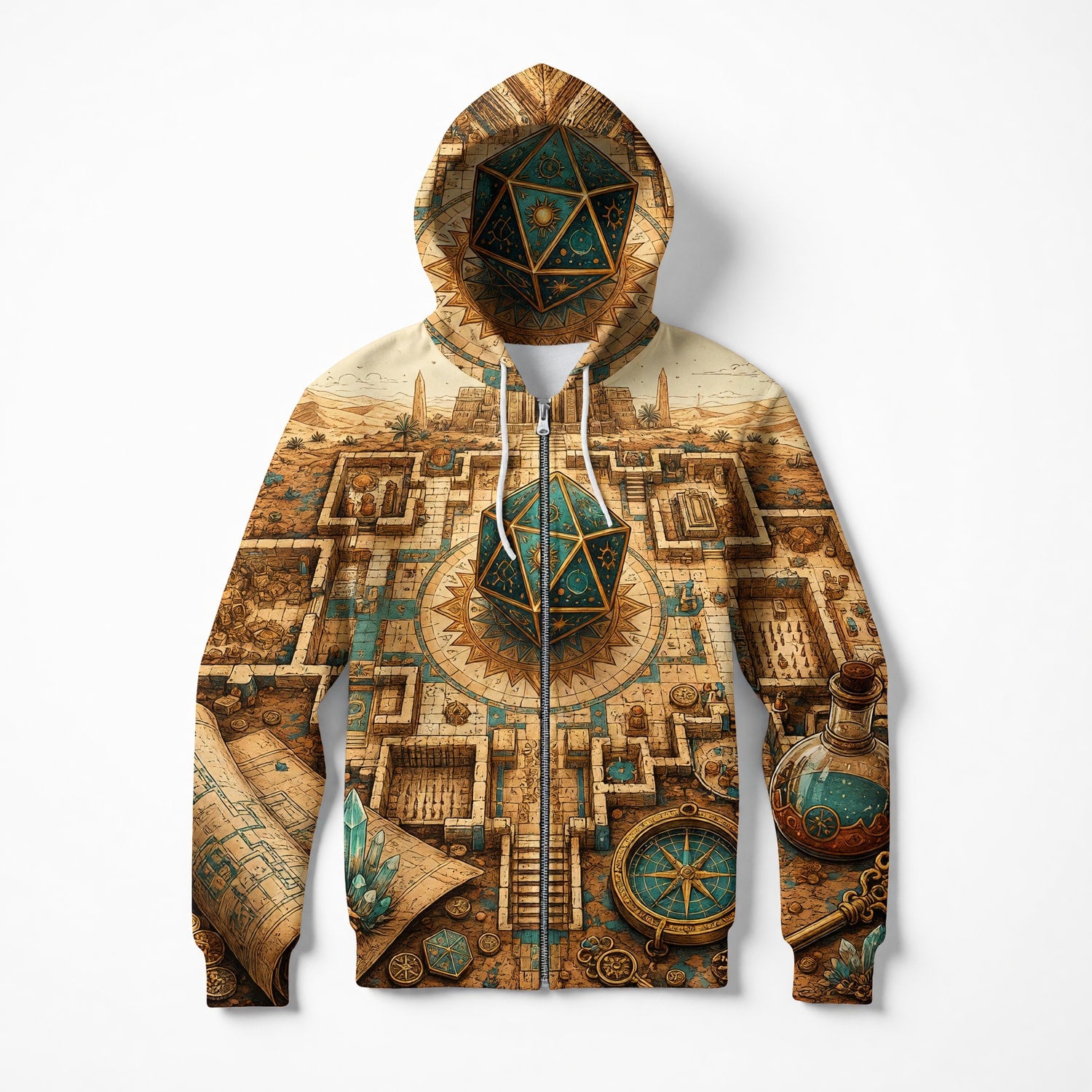 Egyptian D20 Dungeon AOP Apparel - Fantasy RPG Adventure Shirt