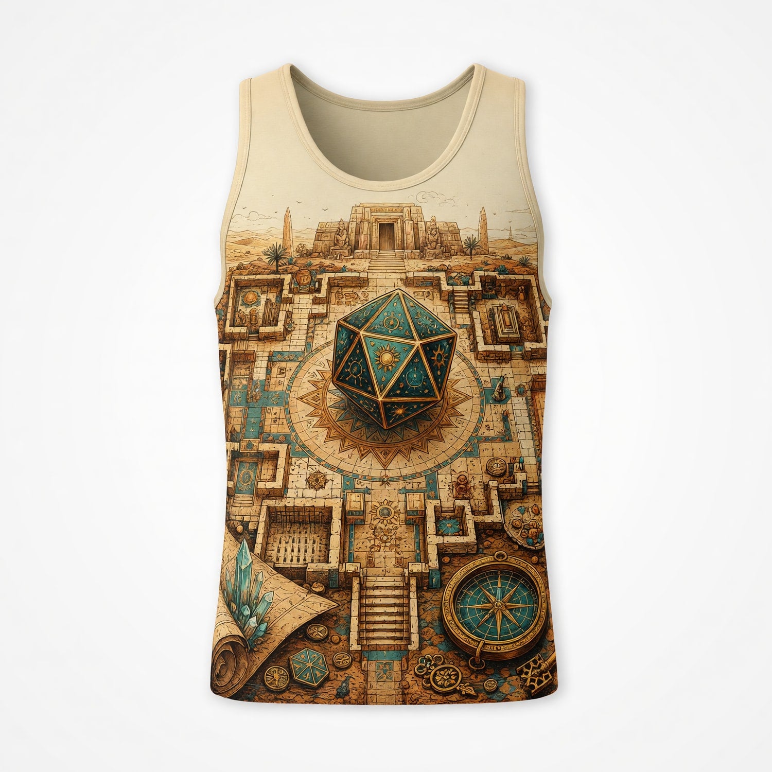 Egyptian D20 Dungeon AOP Apparel - Fantasy RPG Adventure Shirt