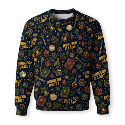 Dungeon Daddy Christmas AOP T-Shirt - Holiday Tabletop Pattern
