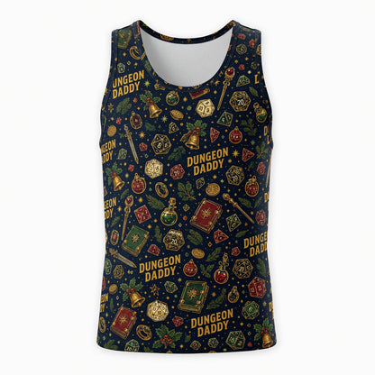 Dungeon Daddy Christmas AOP T-Shirt - Holiday Tabletop Pattern