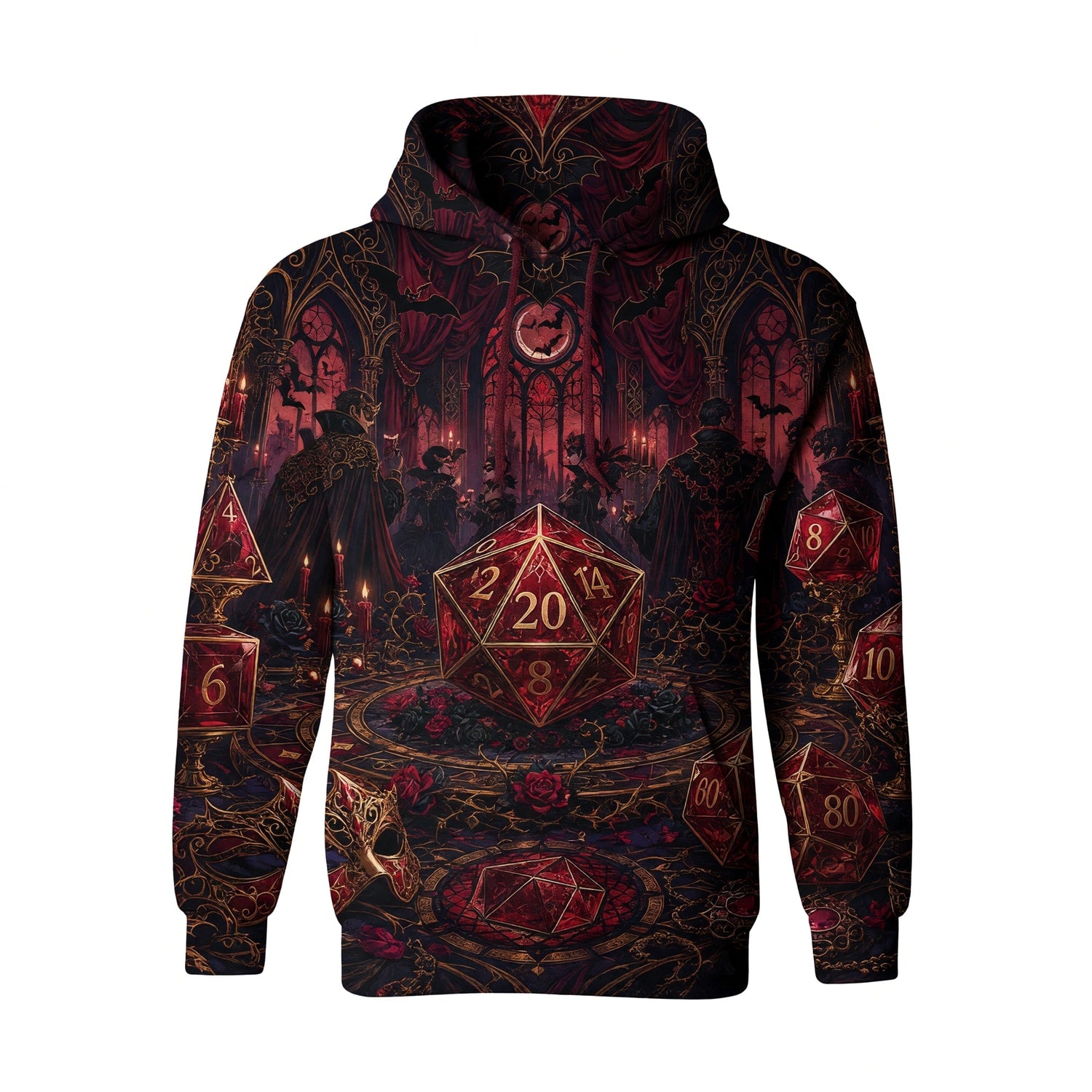 Gothic Vampire Dice AOP T-Shirt - Dark Masquerade RPG Streetwear