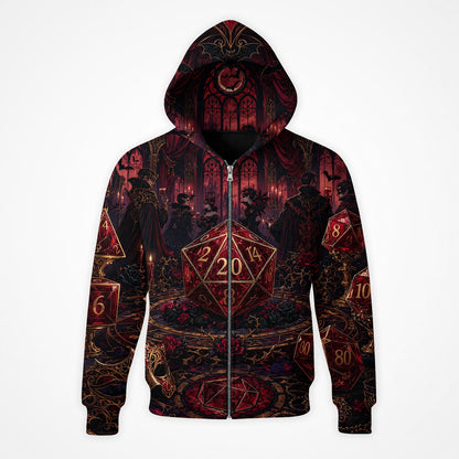Gothic Vampire Dice AOP T-Shirt - Dark Masquerade RPG Streetwear